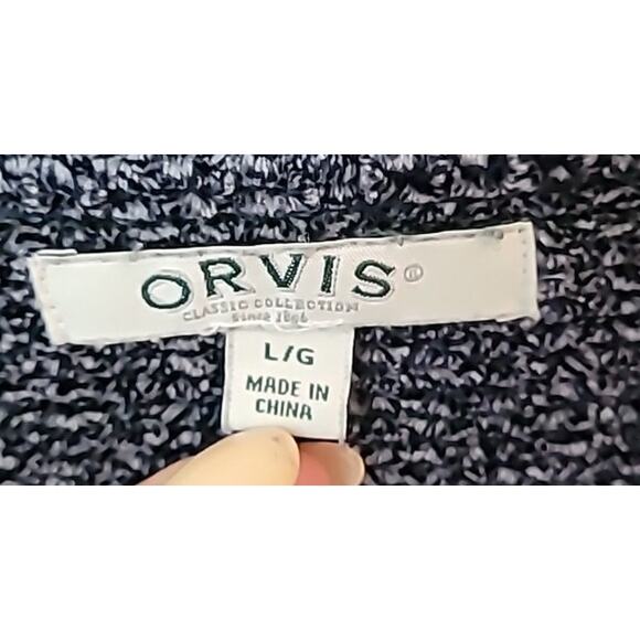 Orvis Chenille V-Neck Pullover Sweater Women’s Large Blue Long Sleeve Tunic - Picture 3 of 7